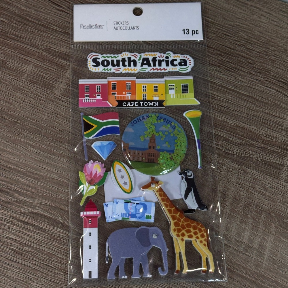 Stickers Recollections South Africa Travel Theme 13pc 3D Dimensional Scrapbook